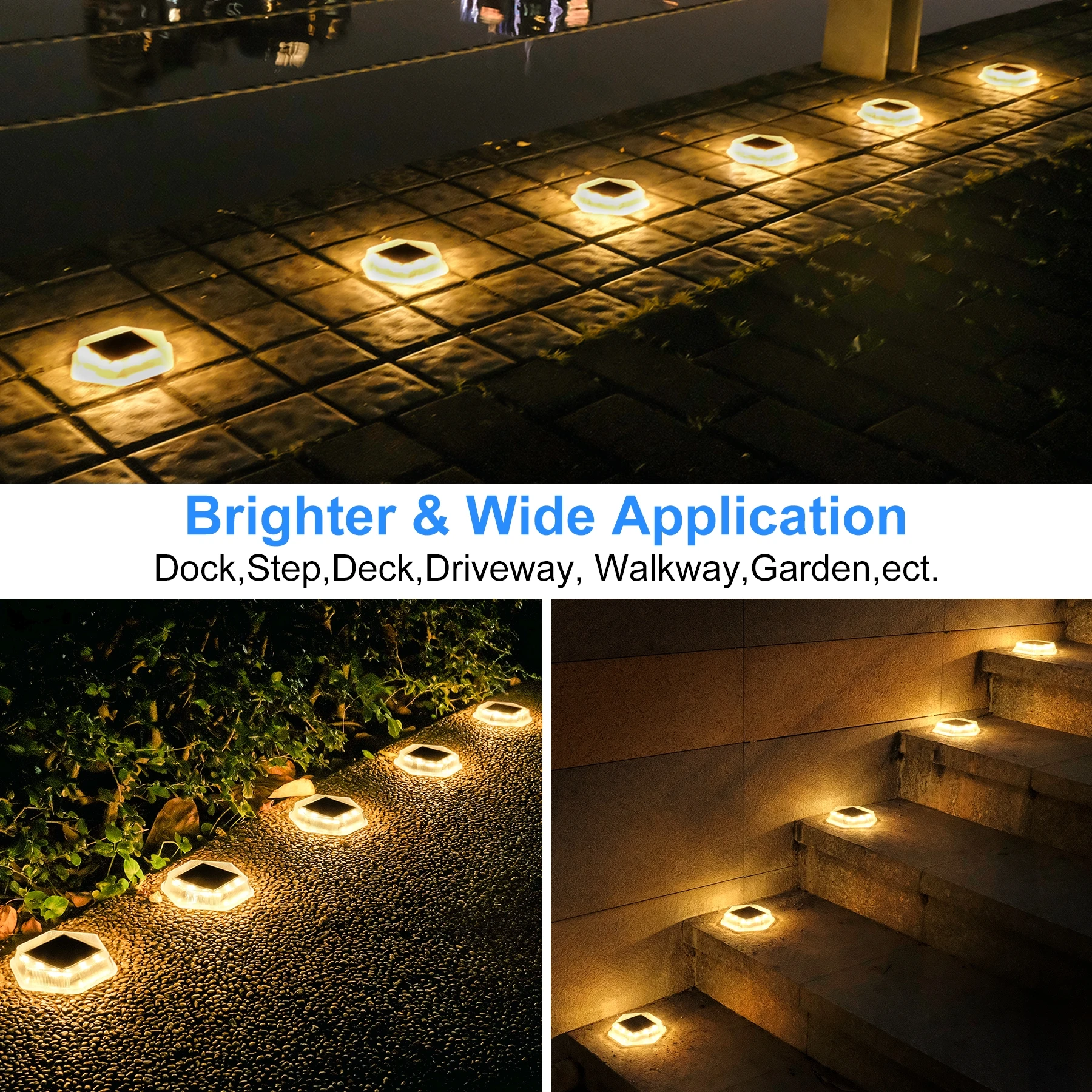 Imagem -06 - Outdoor Solar Power Ground Light Solar Path Lights Deck Lights Luz Subterrânea Quintal Garagem Gramado Decoração do Jardim Iluminação 12leds Pcs