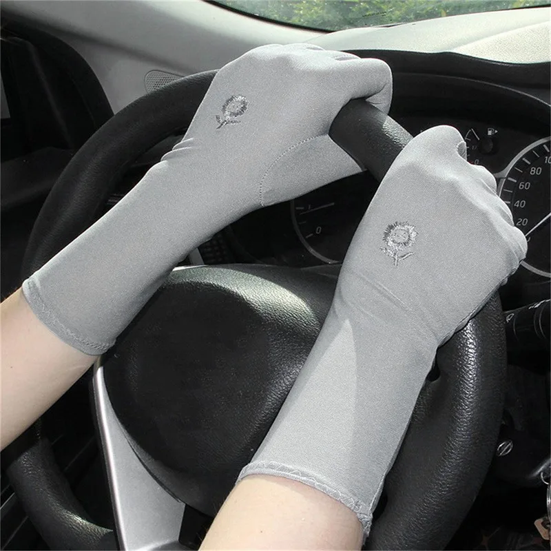 Women Mid-long Sunscreen Gloves Summer Spring Lady Stretch Anti UV Slip Resistant Thin Driving Glove Breathable