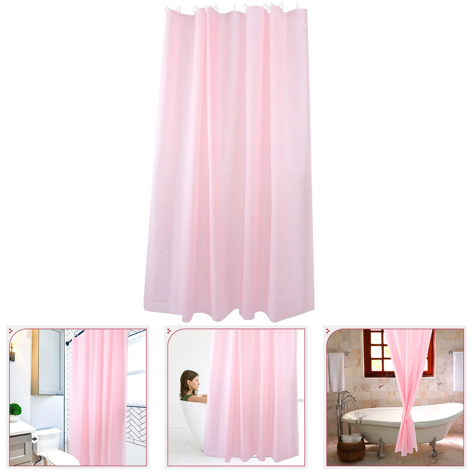 

Water Resistant Solid Color Bath Shower Curtain Peva Material Thickened Design for Bathroom Window Large Size Modern Decorative