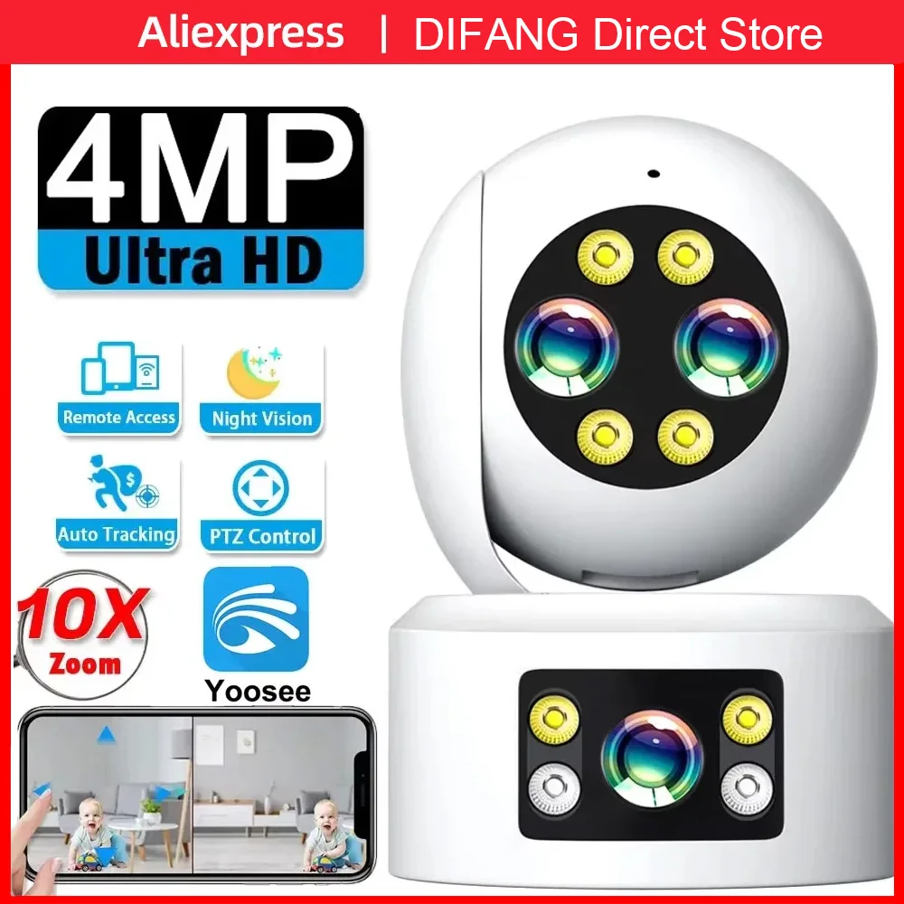 

DIFANG 4MP Wifi Camera 10X Zoom Smart Home Three Lenses Two-way Voice Video Call Monitoring Night Vision Wireless Security CCTV