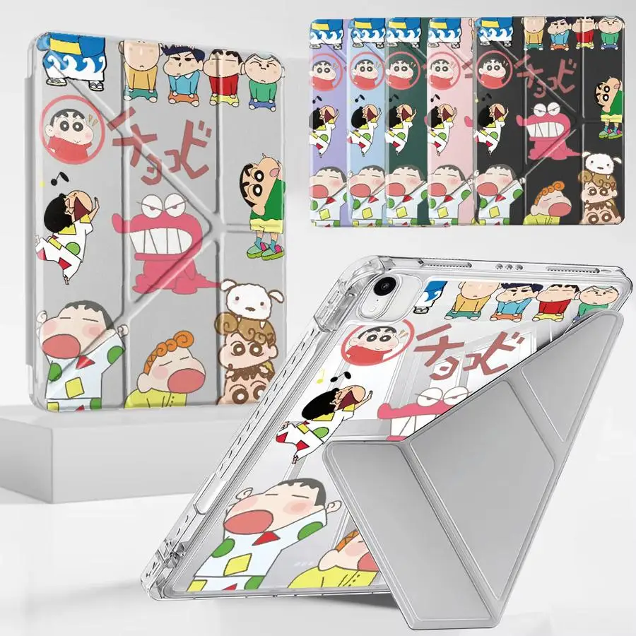 Crayon Shin Chan Radish Y-Fold Holder Cover Tablet Case For iPad Air 4 5 M3 M2 1 2 M4 11inch Pro 2025 Pro 11th 10th 9th 8th 7th