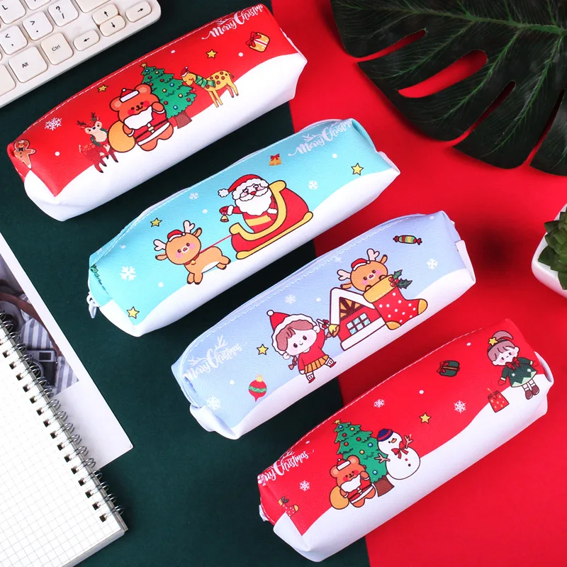 Christmas Tree  Large Capacity Pencil Bag Pen Case Student Cute Ins Zipper Pencil Pouch Stationery Holder School Supplies