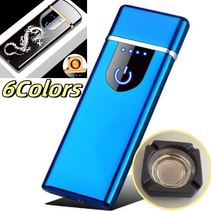 Electric Lighter Touch-Sensitive Usb Rechargeable 거룻배 Windproof Tool Men'S Gift Double-Sided Smoking Ultra-Thin Ign Without Gas