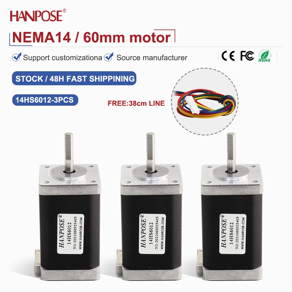 

NEMA14 3 шт. 14HS6012 Миниатюрный шаговый двигатель 0,4 Н. m 1.3A Аксессуары для 3D-печати Производитель двигателей Прямые продажи на складе