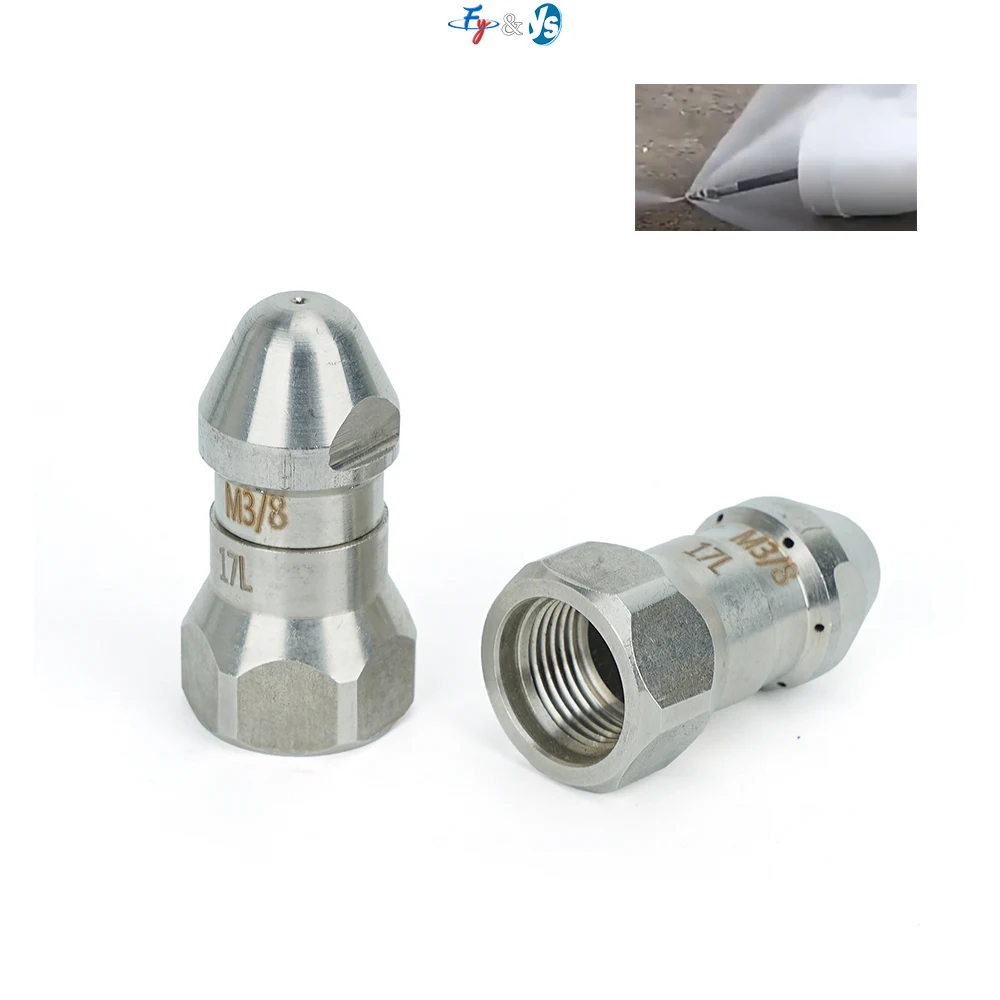 Stainless Steel Sewer Cleaning Nozzle Random Flow Front 1 Back 6 Drain Blaster Pipe Unclogging Internal Cleaning Dirt Flushing