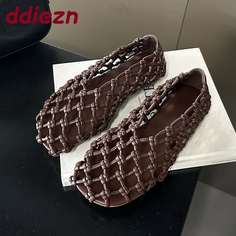 Big Size 43 Fashion Hollow Breathable Women Flats Sandals Slip On Shoes Footwear Female Shallow Ladies Flats Sandals Mules Shoes view 2