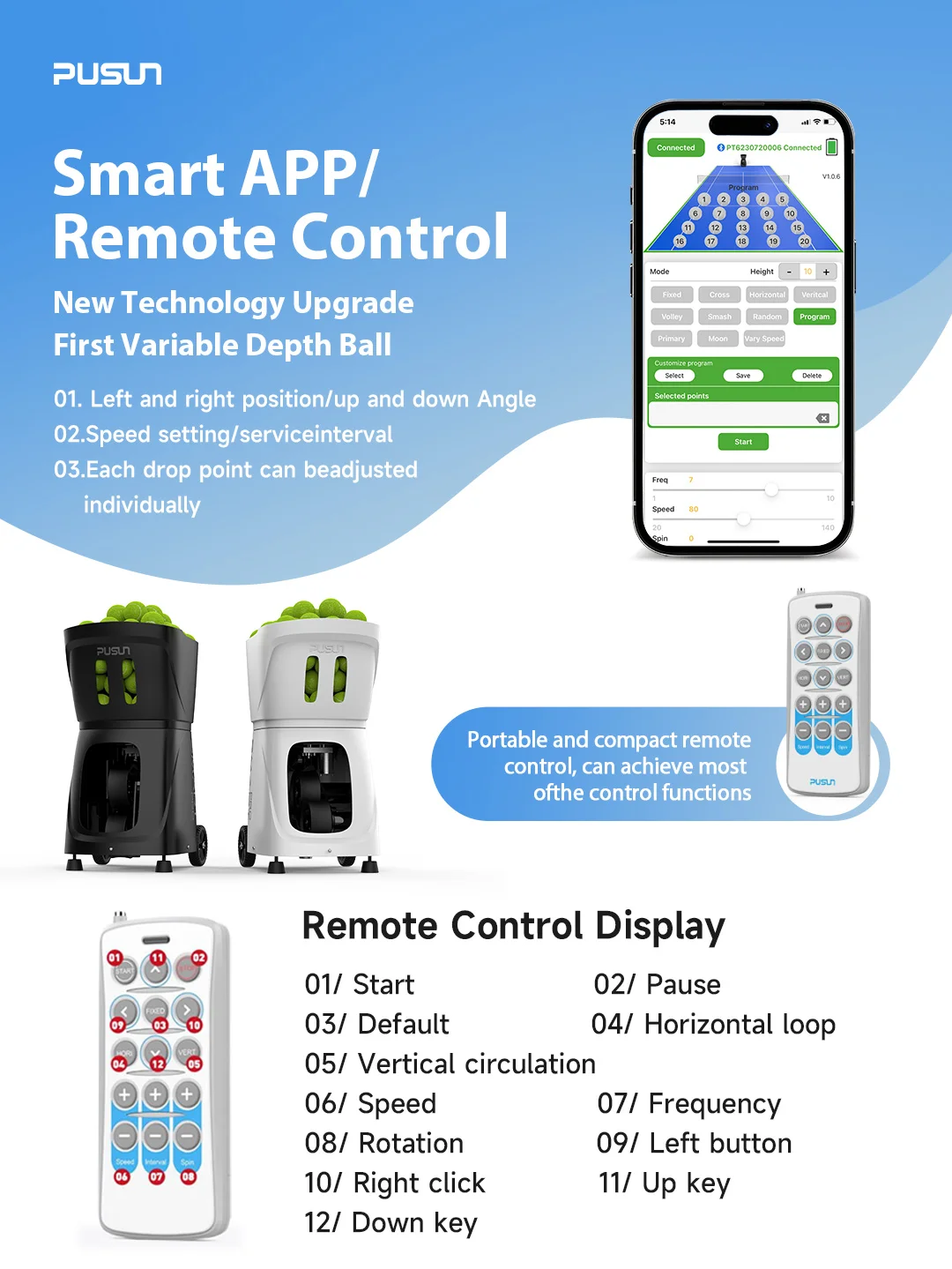 Portable Tennis Machine Multi-Function Padel Ball Machine 100 Balls Capacity APP Remote Control Drills For Home Court