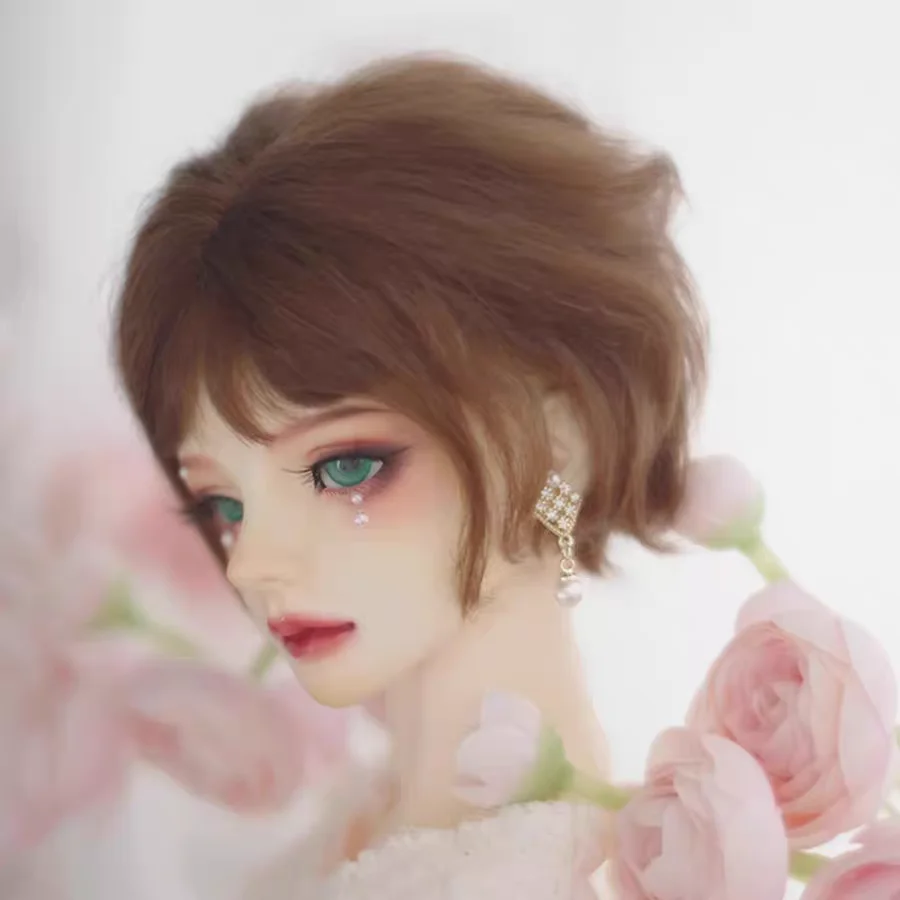 

Парик куклы BJD подходит для размеров парик из мохера 1/31/41/6, темно-коричневый парик боб, короткие волосы, повседневная одежда