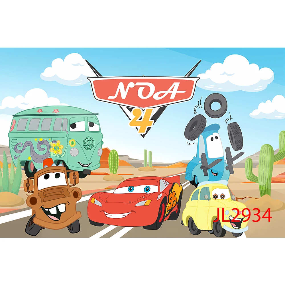 Фон для фотосъемки с фильмами Диснея по индивидуальному заказу McQueen Racing Theme для детей и мальчиков на день рождения, декор для детского душа, настенный реквизит