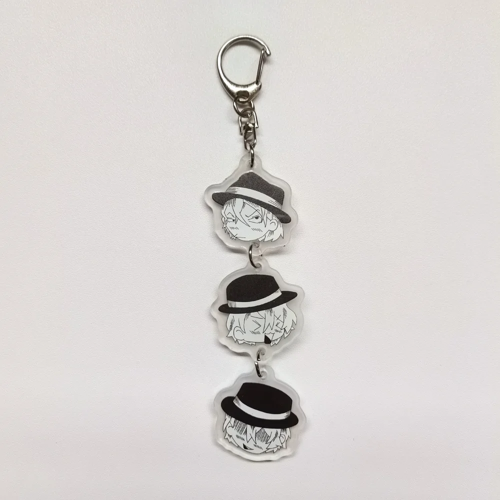Anime Keychain tray Dogs Arcylic sushi Nakajima Dazai Flower Key Chain Women Men Accessories Bag Pendant Chaveio Gifts view 3