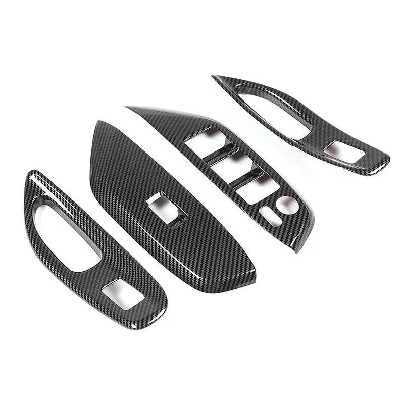 ABS Carbon Fiber Car Window Glass Lift Button Switch Trim Cover For Toyota Yaris Cross 2020-2023 Accessories RHD