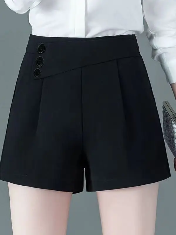 

2026 New Black Short Pants Women's Outerwear Spring Autumn Korean Version A-Line Suit Pants High Waist Versatile Slimming Cas...