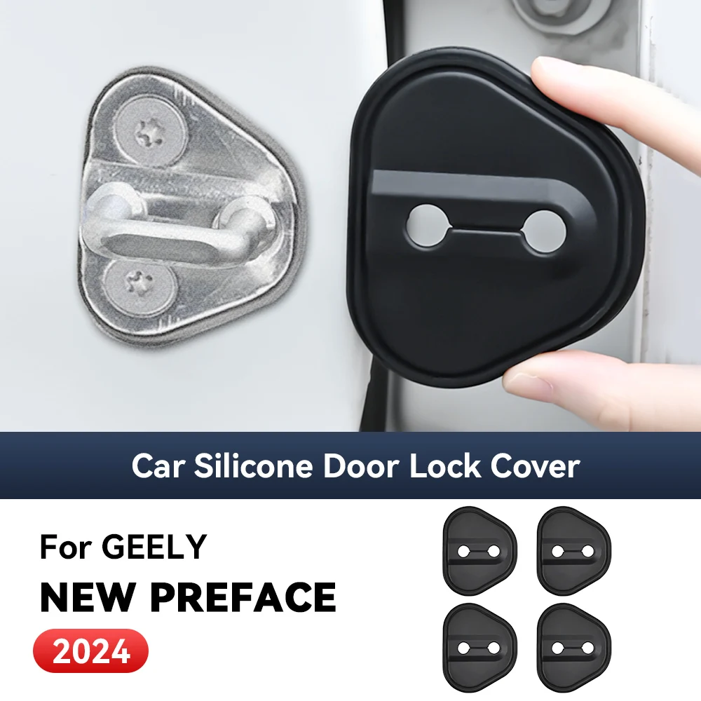 

4pcs Car Decorat Accessories Silicone Protecte Auto Door Lock Latch Shock Absorber Cover For GEELY NEW Preface 2024
