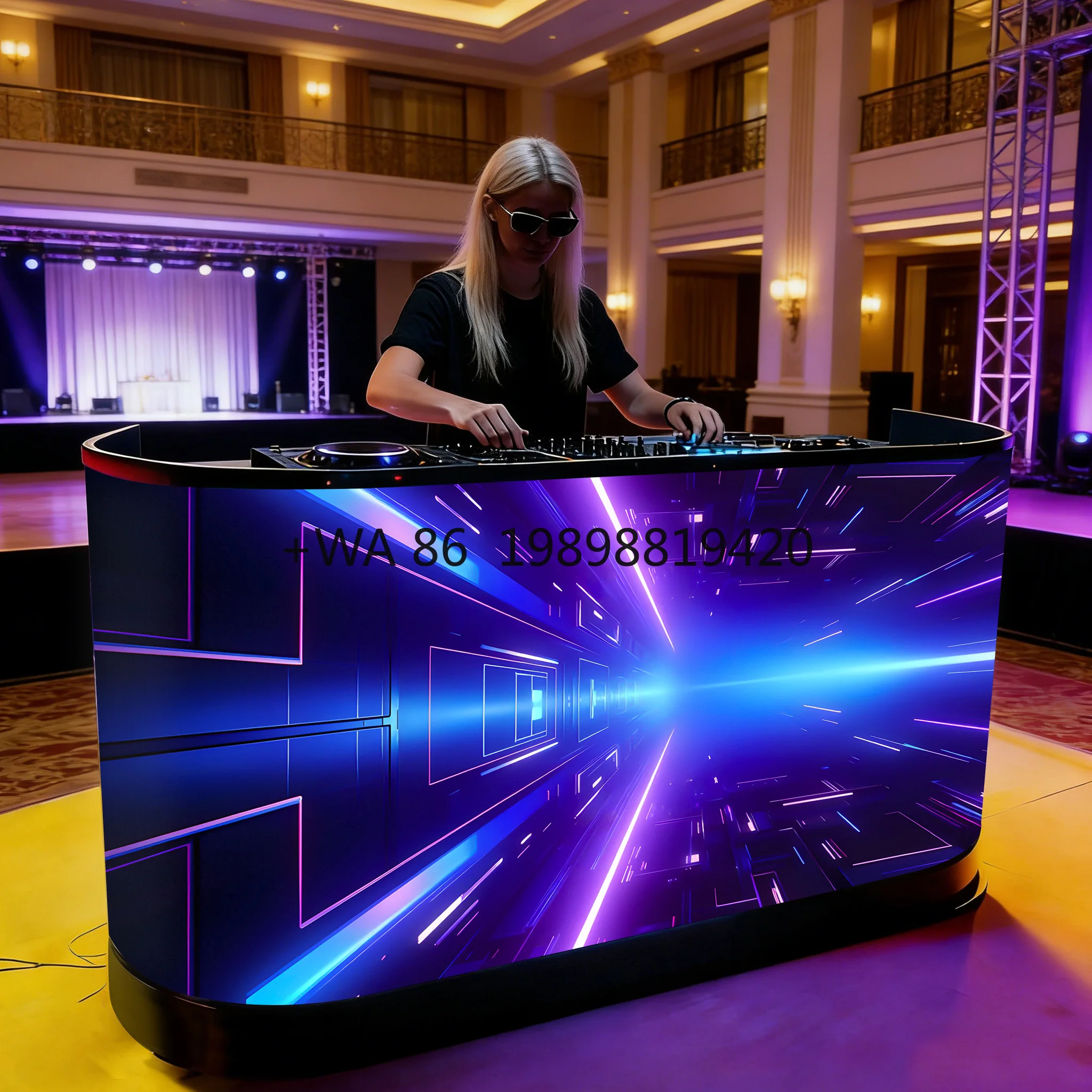 Qray Customized P2.5 High Brightness 1000cd HDR 1000:1 LED Display Booth Front Table for Advertising & DJ Use