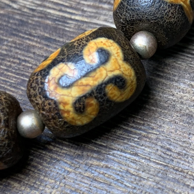 Boutique Agate Tooth Yellow Old Agate Return Pattern Bracelet Tibet Beads Crafts Accessories Vintage Ethnic Style Bracelet