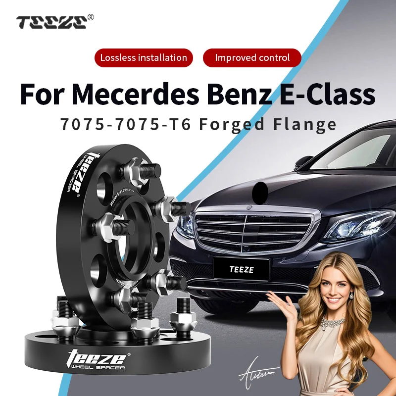 

Teeze 2pcs 5x112 66.6 M14x1.5 Hub Centric Black Forged wheel spacer For Mercedes Benz 2007-2024/E-Class 15/20/25/30/35mm