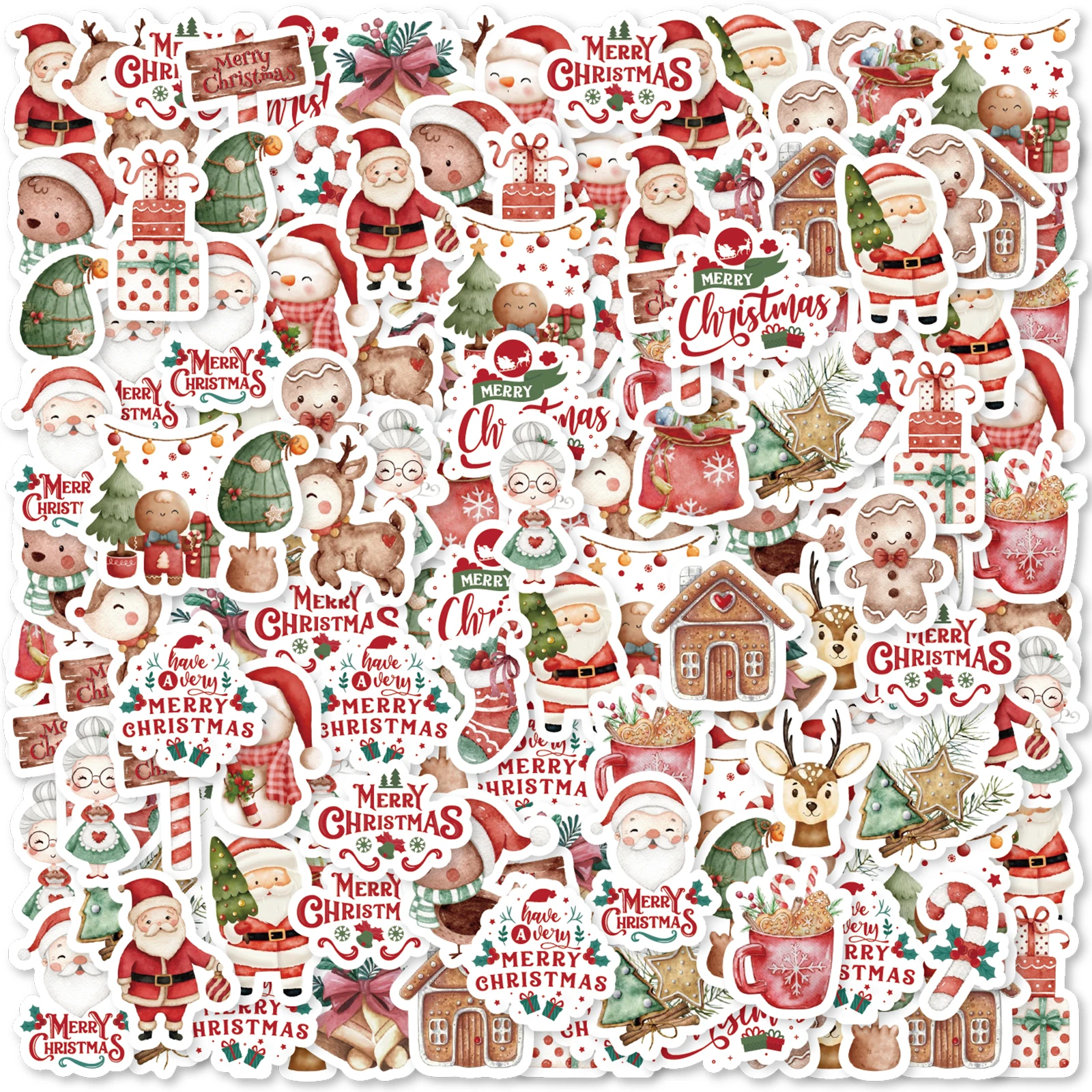 46pcs Santa, Elk, Gift Christmas Themed Graffiti Stickers Decorated Notebook Water Cup Suitcase Guitar Classic Toy Decals