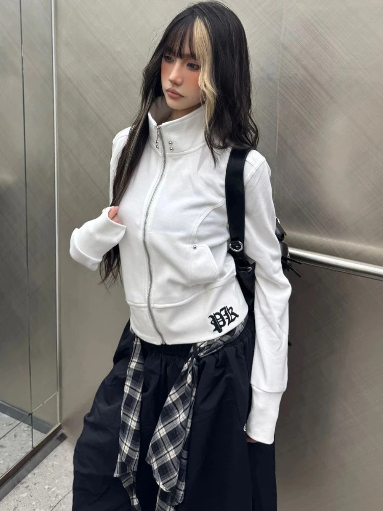 

Aesthetic Vintage Cross Cardigan Hoodie Women Autumn New Slim Hot Girl Short Coat Female High Street Y2k Retro Long Sleeve Coat