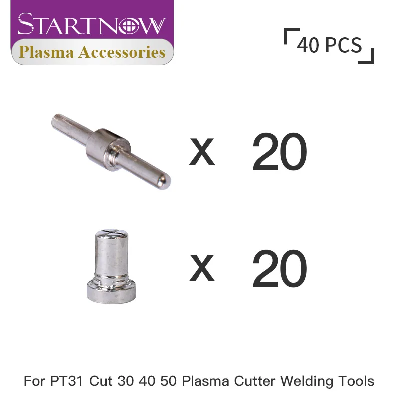 Startnow 40PCS PT-31 Plasma Nozzle Electrode For LG-40 Plasma Cutter guide kits Extended Toch Tips Plasma Welding Machine Parts