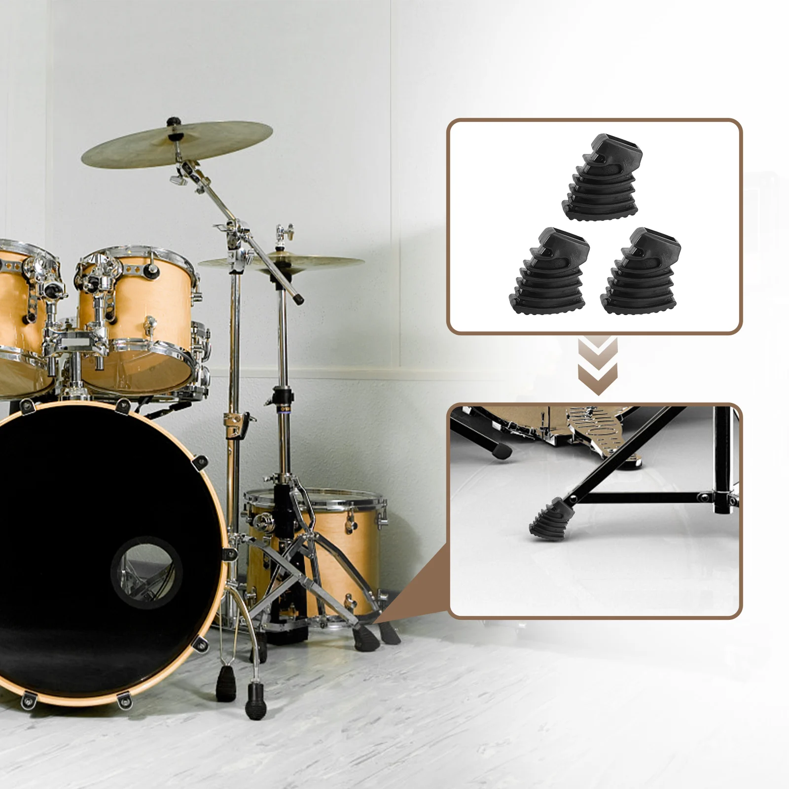 

3pcs Small Foot Pad Size Rubber Feet Pads Drum Percussion Accessories Stand Leg Covers Sturdy Durable Replacement Parts