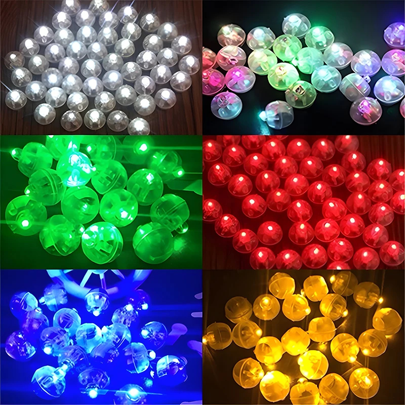 10-100Pcs Tumbler Small Round Ball Light Switch Balloon LED Flash Luminous Lamps Mini Lantern Light for Party Birthday Decoratio