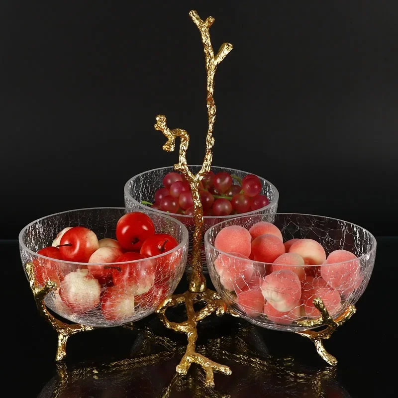 European American style coffee table decoration Candy light luxury glass fruit tray creative modern fruit tray living room