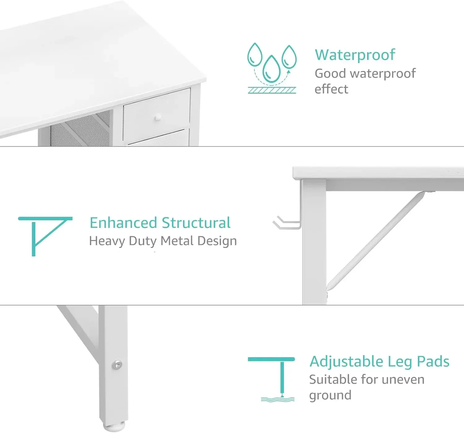 Escritorio blanco pequeño con cajones para niños, escritorio de estudio para niños, niñas y adolescentes, mesa de escritura para computadora,