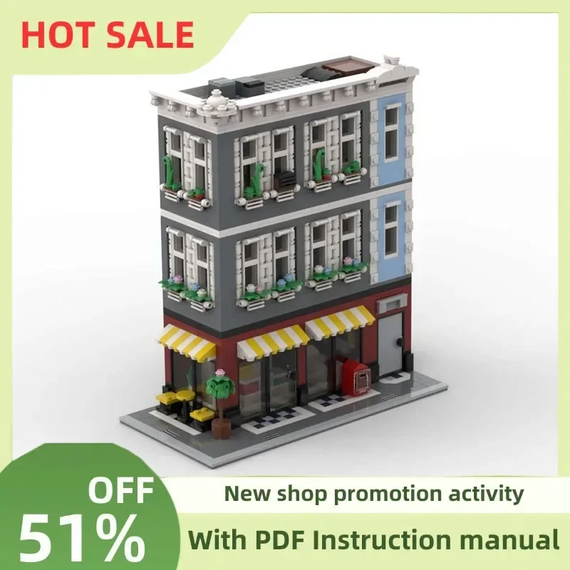 New City Hot Selling Street View Moc Modular Bodega Apartment Model Custom Puzzle Diy Creative Ideas Kids Toys Birthday Gifts