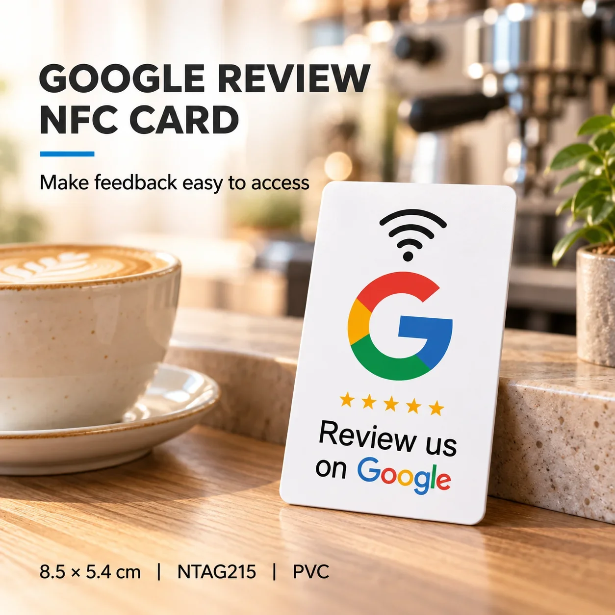 1pc Blue and White NFC Card for Facebook PVC 215 Chip Rewritable for Shops and Small Businesses Self-Programming Required