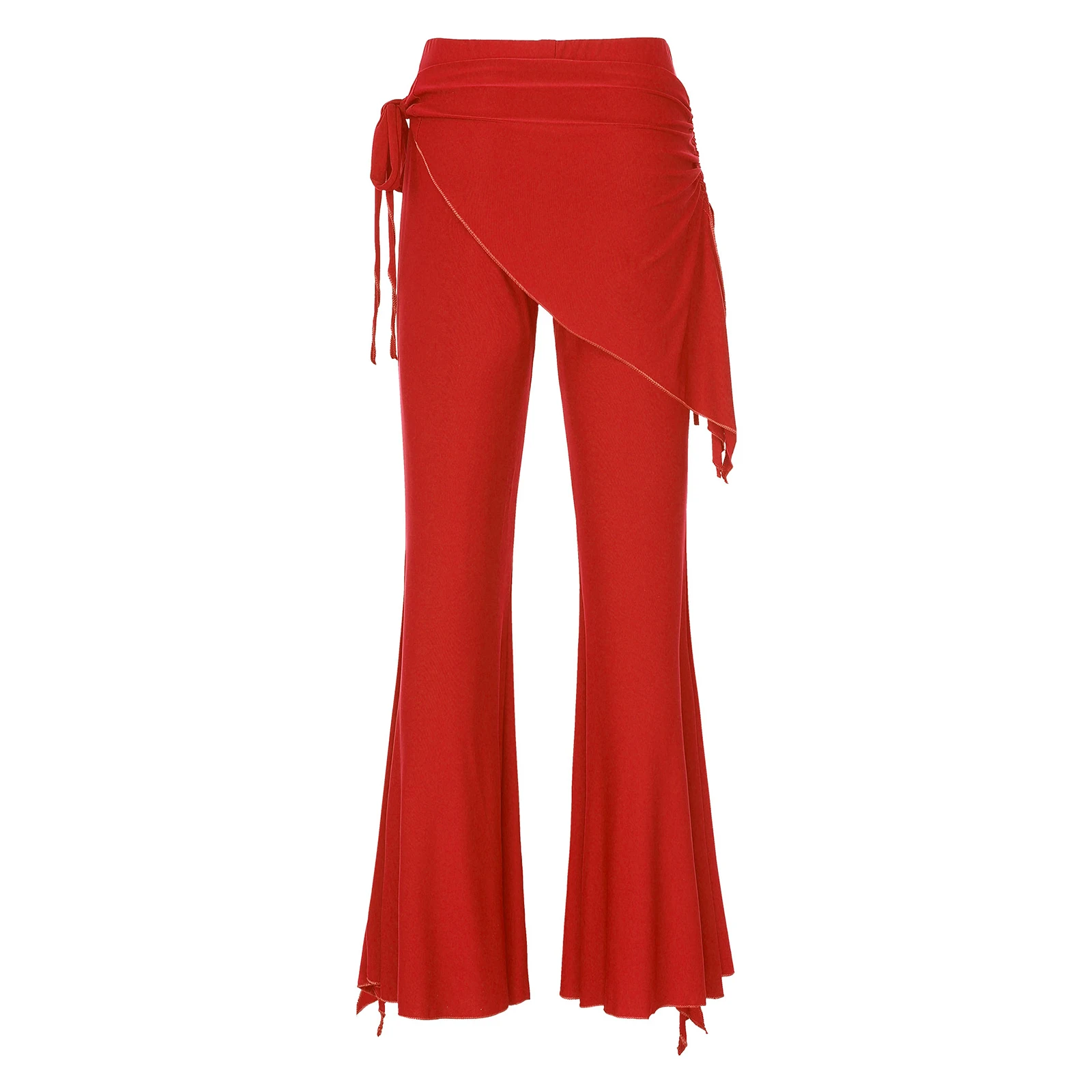 Pantalon de brevdu Ventre Évasé et Fendu pour Femme, Costume de Carnaval d'Halloween, Solide, à Lacets