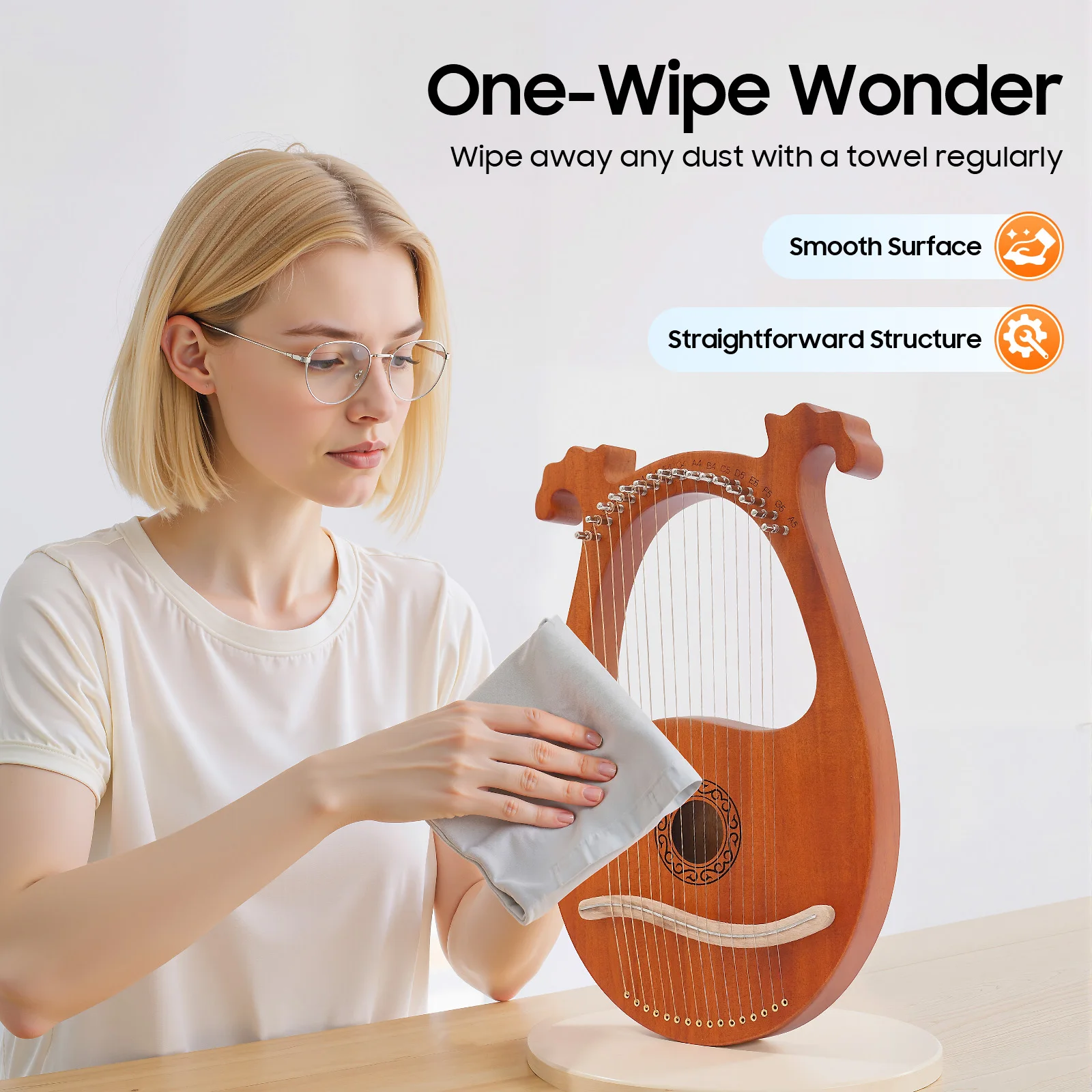 

16-струнная антикварная арфа из красного дерева с кожаной обивкой, с тюнером и сумкой для переноски, высококачественная портативная мини-арфа для начинающих и любителей музыки