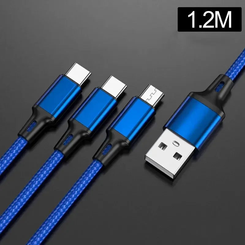 MVQF Multi Usb Port 3In1 Micro USB Type C Charger Cable Multiple Usb Charging Cord Usbc Mobile Phone Wire for Iphone Samsung S10