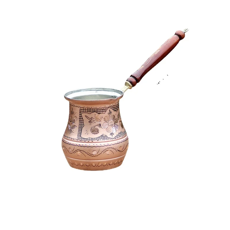

Enamel Coffee Pot Pure Handicraft Pure Copper Metal Long Handle Ear Hanging Hand Punch Household