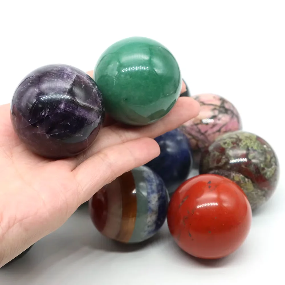 Sphère d'obsidienne d'améthyste naturelle 40mm, boule de cristal décorative, pierre de guérison Chakra, artisanat Fengshui, décoration de la maison, cadeaux de collection
