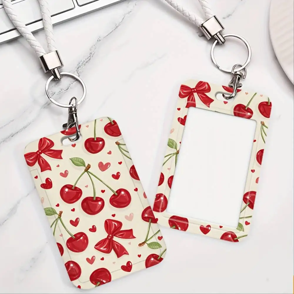 Cherry Bow ID Card Holder Plastic Badge Cover For Doctor Nurse Office Staff ID Bank Card Holiday Gift