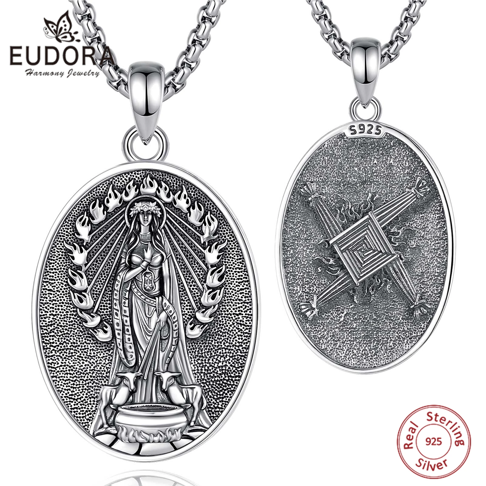 

Eudora 925 Sterling Silver Brigid Goddess Necklace Brigid’s Cross Celtic Fire Pendant Wicca Pagan Spiritual Jewelry Women Gift