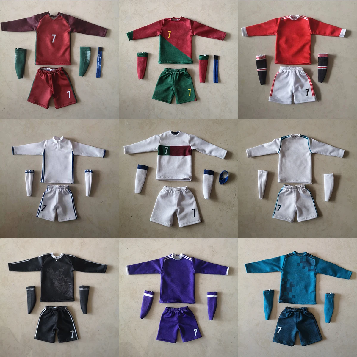 

1/6 Scale NO.7 NO.9 Football Jerseys Sportswear Clothes Set Model for 12 Inch Action Figure Male Body