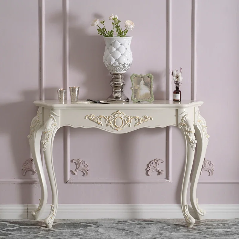 European Style Hallway Console Table Retro Vintage Semi-circle Entrance Furnit Living Room Home Furniture Decoration Gold Silver