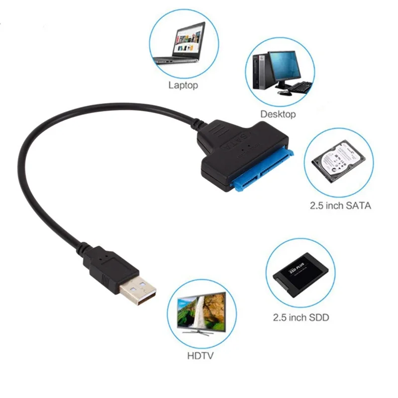 Kabel SATA do USB 3.0/2.0 dla dysków HDD/SSD 2,5 cala, adapter USB do SATA III 6 Gbps do zewnętrznego dysku twardego, 22-pinowy — zdjęcie 2