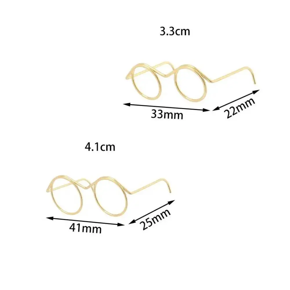 5PCS Black Frame Miniature Doll Eyewear Metal Round Frame Metal Round Doll Glasses Miniature Toys Decoration Doll Mini Glasses