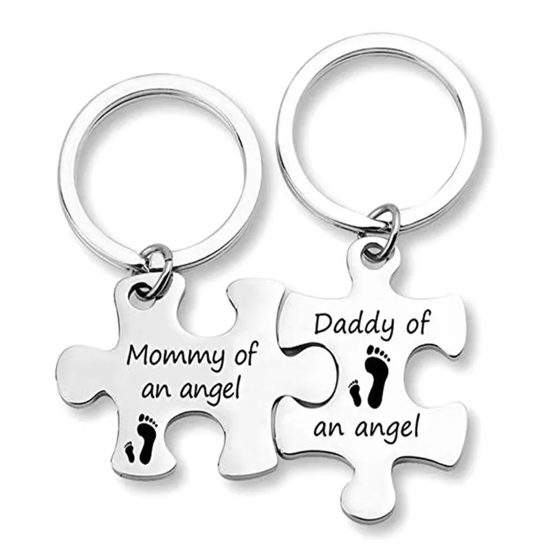 miscarriage keychain Mommy Daddy of an Angel Puzzle Keyring Miscarriage Keepsake Baby Memorial Jewelry for Infant Loss