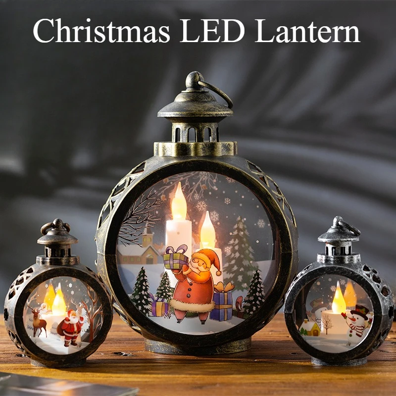 

Christmas LED Lantern Santa Claus Snowman Christmas Tree Luminous Night Light Battery Powered Hook Home New Year Decoration