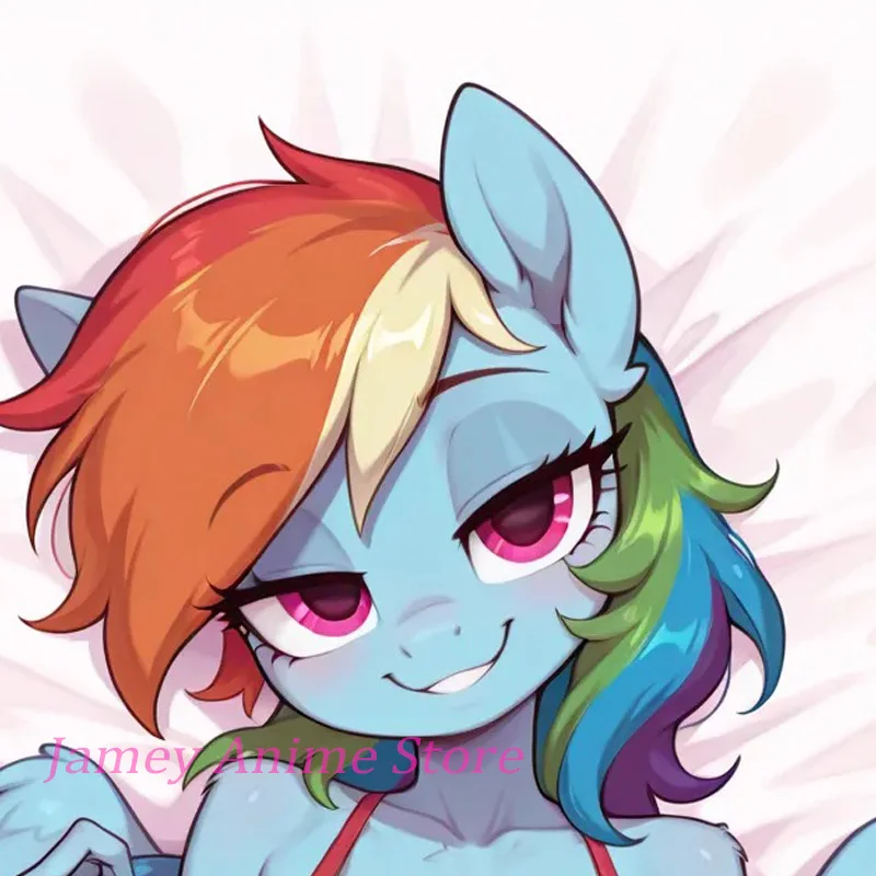 Dakimakura Pillowcase Pick Your Pony Rainbow Furry Anime Double-Sided Print Gift Life-Size Body Pillow Cover