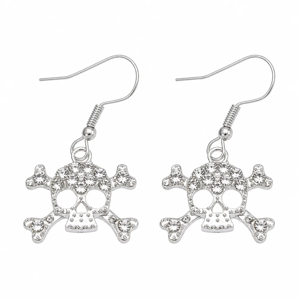 Y2K Shiny Crystal Skull Earrings Korean Fashion Charms Drop Earrings Vintage Sexy Jewelry Punk Goth Accessories Earrings