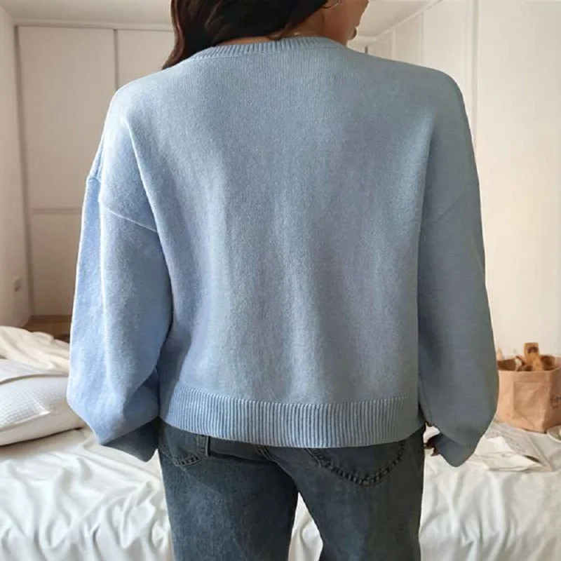 Novo outono inverno feminino camisola quente sólido com decote em v manga comprida pulôver de malha macio e confortável malhas roupas femininas