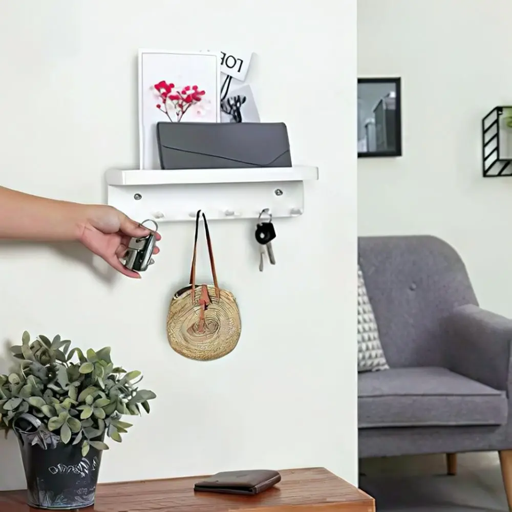 For For Kexiang Modern Metal Key Holder Wall Mount Mail Organizer Shelf Functional Entryway Hooks For Home Wall Storage