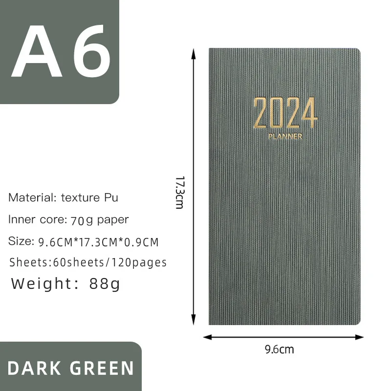 Agenda Notebook MiniA7 2024 Day License Diary, Notepad, List Diario Calendar, Office Papelaria, English, 365