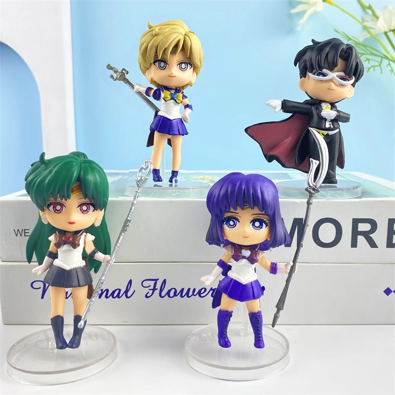 8pcs/set Sailor Moon Anime Figure Tsukino Usagi/Chibiusa/Kino Makoto Action Figure Sailor Mars Jupiter Mercury Venus Figurine