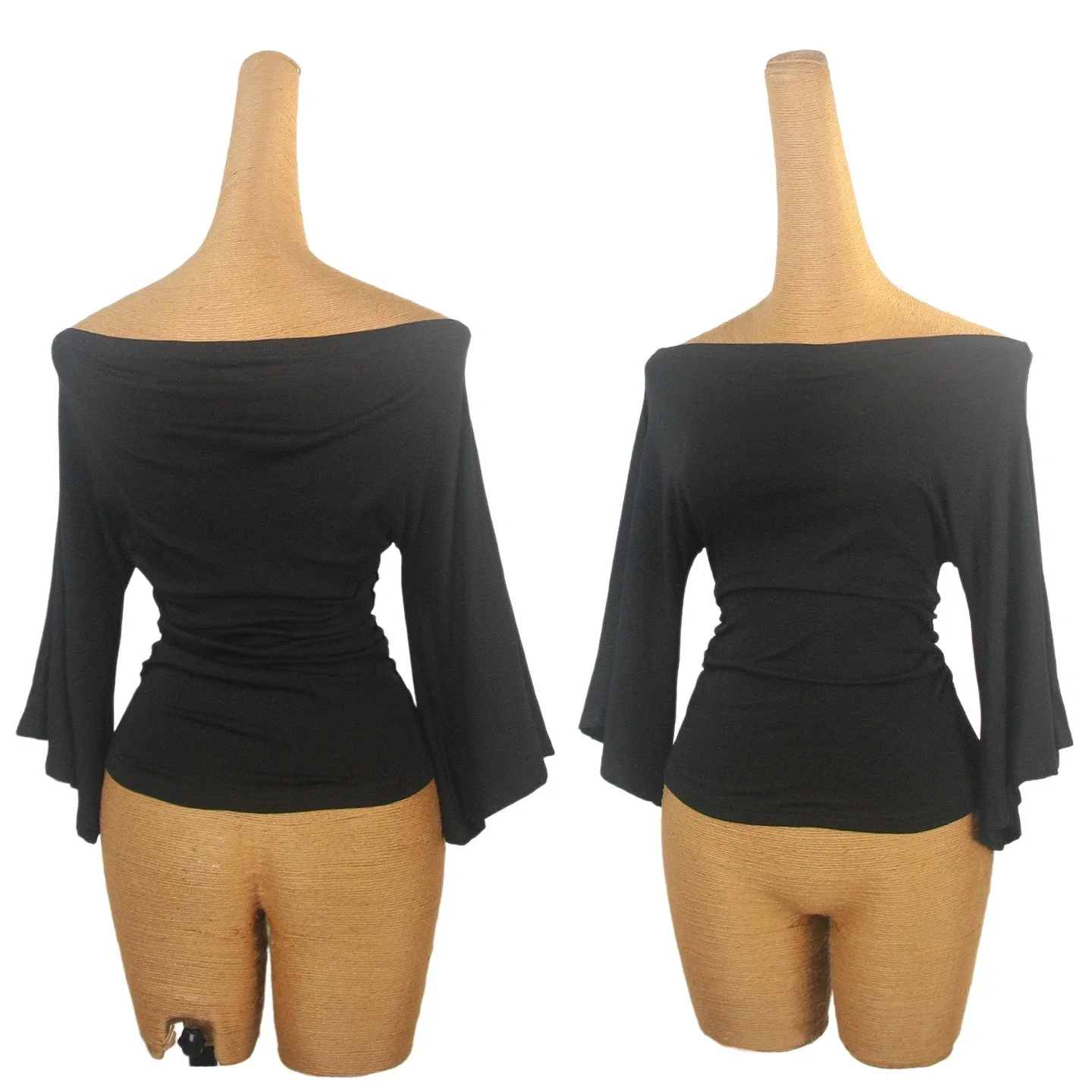 Design Sense Latin Dance Tops Zwart Schuine Schouder Korte Tops Rumba Ballroom Dans Praktijk Kleding Salsa Danskleding DNV24122