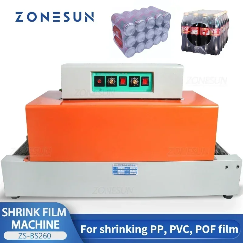 ZONESUN ZS-BS260 Automatische Schrumpfmaschine PVC Film Schrumpfende Wärme Paket Hülse Kunststoff Verpackung box geschirr strapper werkzeug